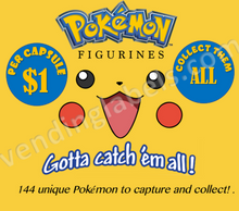 Load image into Gallery viewer, POKEMON FIGURINE Toy Candy Vending Machine Label LAMINATED DISPLAY CARD or Sticker