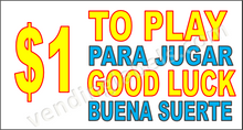 Load image into Gallery viewer, CRANE .50, $1, $2, $3, $5 GOOD LUCK Sticker Label for Vending Candy Labels Machines spanish