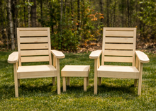 Load image into Gallery viewer, Wood outdoor patio chair bench side table set Locally Handmade