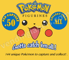 Load image into Gallery viewer, POKEMON FIGURINE Toy Candy Vending Machine Label LAMINATED DISPLAY CARD or Sticker