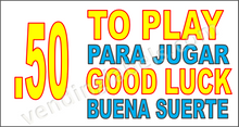 Load image into Gallery viewer, CRANE .50, $1, $2, $3, $5 GOOD LUCK Sticker Label for Vending Candy Labels Machines spanish