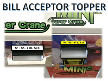 Load image into Gallery viewer, INSERT BILLS CRANE CLAW SODA SNACK Sticker Label for Vending Machines decal