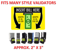 Load image into Gallery viewer, DBA INSERT BILLS CRANE CLAW SODA SNACK Sticker Label for Vending Machines