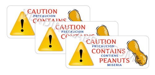 PEANUT WARNING Stickers for Vending Candy Labels Machines Spanish