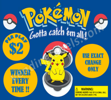 Load image into Gallery viewer, POKEMON BALL Toy Candy Vending Machine Label LAMINATED DISPLAY CARD or Sticker