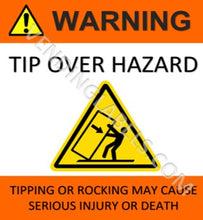 Load image into Gallery viewer, Warning Tip Tilt or Rock Stickers for Vending Candy Labels Crane Claw Machines full tri