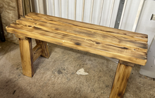 Load image into Gallery viewer, Locally Handmade 36" burned Wood Bench for garden porch livingroom entry way