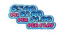 Load image into Gallery viewer, Colorful text displaying prices per play on a white background
