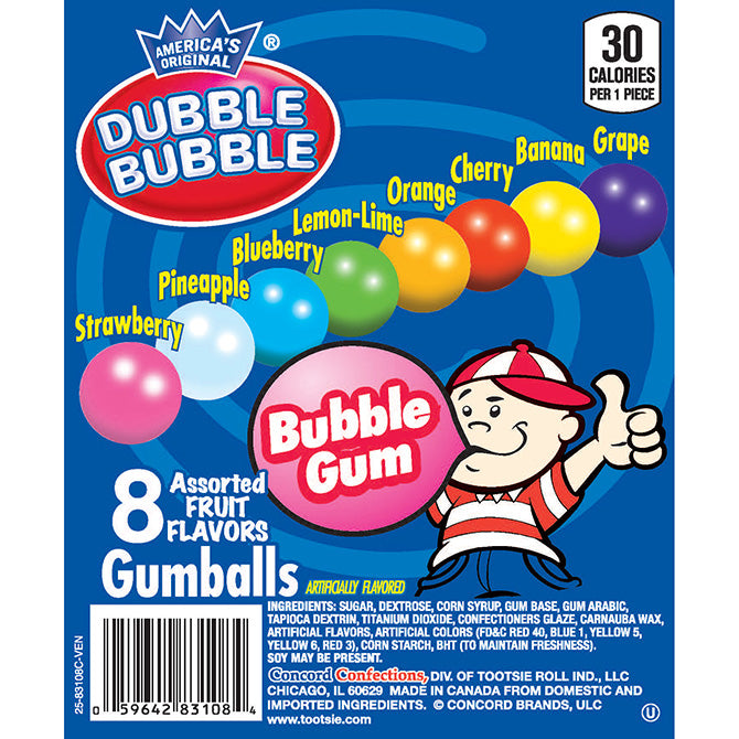 OEM Dubble Bubble Box Gumballs or Tab Vending Label Display Card size