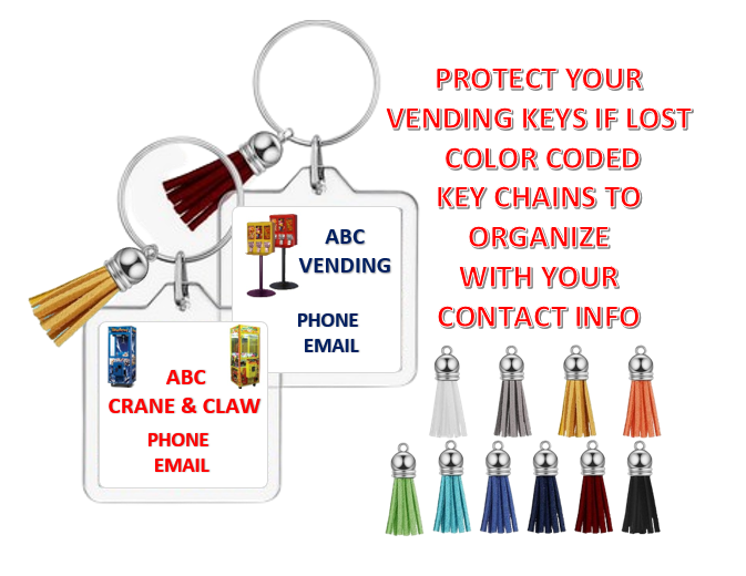 Key Chain Custom ID Vending Machine Keys Bulk Crane Claw BUY MORE & SA