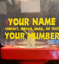 Load image into Gallery viewer, CONTACT ID Sticker Vinyl Decal for Vending Bulk Soda Snack Claw Machine