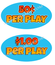 Load image into Gallery viewer, CRANE CLAW Machine Price Sticker Decal Label 2 x 3.25" Oval