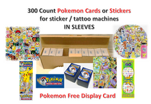 Load image into Gallery viewer, 300 Count Pokemon Cards or Stickers for Sticker &amp; Tattoo Machines Flat IN SLEEVES

