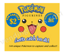 Load image into Gallery viewer, POKEMON FIGURINE Toy Candy Vending Machine Label LAMINATED DISPLAY CARD or Sticker