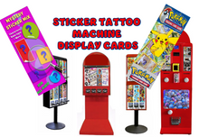 Load image into Gallery viewer, Sticker Flat Tattoo Vending Machine Label LAMINATED Toy DISPLAY CARD Sleeve