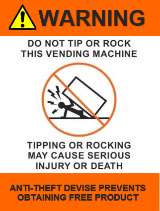 Warning Tip Tilt or Rock Stickers for Vending Candy Labels Crane Claw Machines
