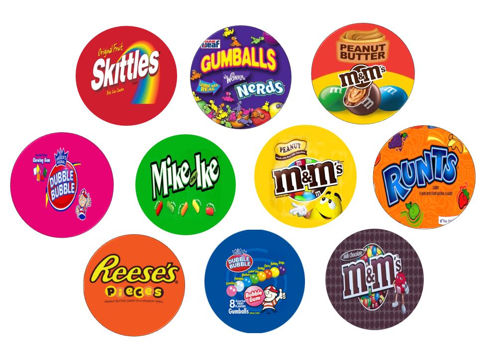 12 Product VENDING Machine candy labels Stickers with NUTRITION 2.5