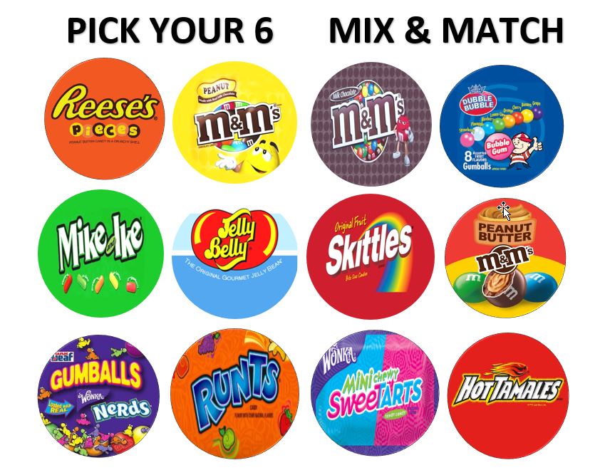6 Pack 2" ROUND Stickers for Vending Candy Labels Machines RND