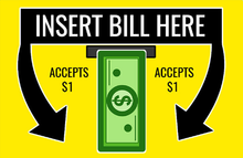 Load image into Gallery viewer, INSERT BILLS CRANE / CLAW Sticker Label for Vending Crane Machines Mars