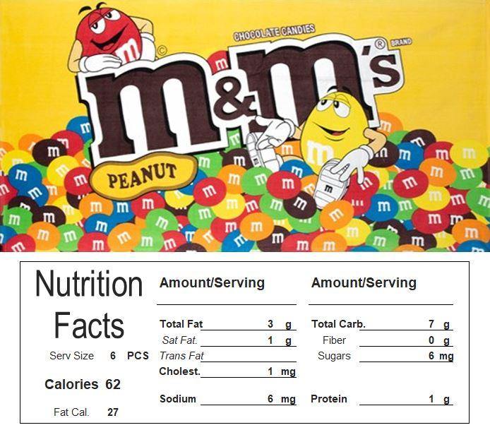 M&M Peanut Vending Machine Candy Label Sticker With NUTRITION size B –  Vending Labels