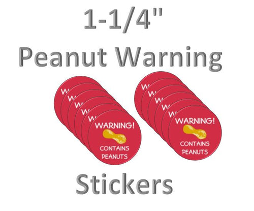 12 Pack PEANUT WARNING Stickers for Vending Candy Labels Round 1-1/4