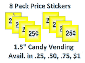 PRICE Stickers for Vending Candy Labels Machines 1.5" Square colors