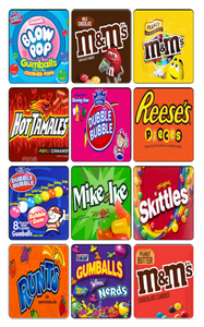 Candy Vending Machine Labels Display Card LAMINATED