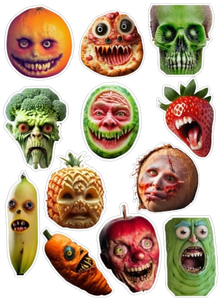 Food Face Decals Stickers Funny Scary Die Cut