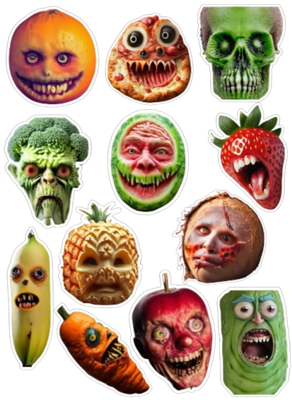 Food Face Decals Stickers Funny Scary Die Cut