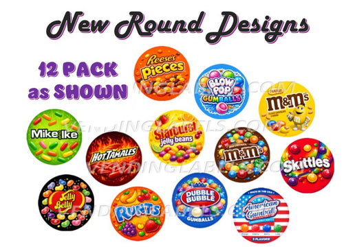 ROUND CANDY MACHINE LABELS STICKERS – Vending Labels