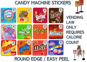 2.5" Candy Vending Labels Sticker SIMPLE NUTRITION INFO EASY PEEL (12 PACK)