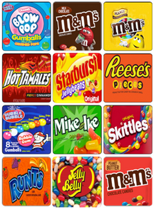 2.5" Candy Vending Labels Sticker no calorie EASY PEEL