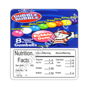 Gumballs Vending Label NUTRITION size – Vending Labels