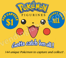 Load image into Gallery viewer, POKEMON FIGURINE Toy Candy Vending Machine Label LAMINATED DISPLAY CARD or Sticker
