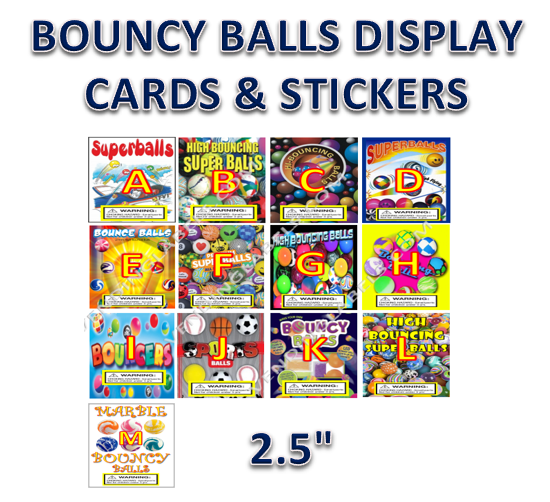 Bouncy Balls Display Cards Labels and Stickers