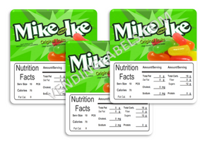 Mike & Ike 2.5" x 2.5" Candy Vending Labels Sticker NUTRITION