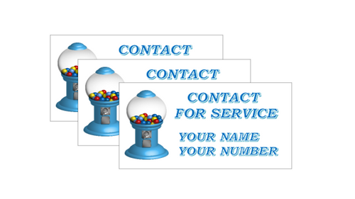 SERVICE CONTACT ID Stickers for Vending Candy Labels Machines