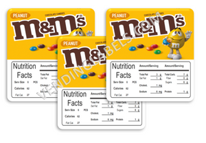 M&M Peanut 2.5" x 2.5" Candy Vending Labels Sticker NUTRITION
