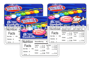  GUMBALL Candy Vending Labels Sticker NUTRITION