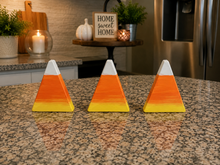 Load image into Gallery viewer, Set of 3 Wooden Handmade Candy Corn Holiday Wood Block Halloween
