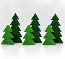 Load image into Gallery viewer, Set of 2 Wooden Handmade Pine tree Holiday Wood Block Decor
