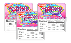 Cotton Candy Gumballs 2.5" x 2.5" Candy Vending Labels Sticker NUTRITION