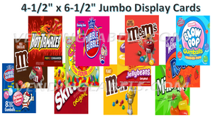 Jumbo XL 4.5"  X  6.5" Regular Candy & Toy Vending Display Card LAMINATED