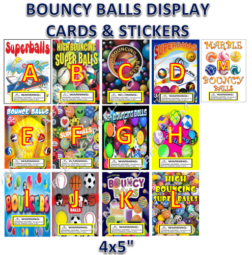 Bouncy Balls Display Cards Labels and Stickers 4 x 5