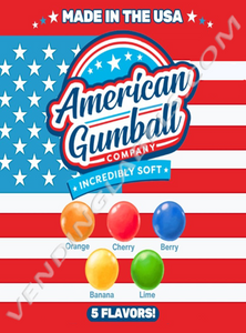 American Gumball Display Card Laminated (non adhesive) for Candy Machine size GB