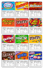Load image into Gallery viewer,  Nutrition Candy Vending Machine Labels Display Card LAMINATED
