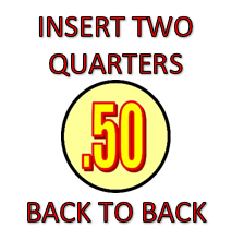 back to back PRICE Stickers for Vending Machines 2" x 2" Avail- .50, .75, $1