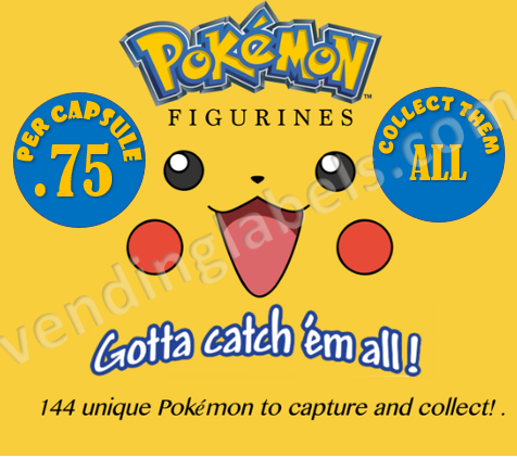 Pokemon Shipping Label POKEMON FIGURINE Toy Candy Vending Machine Label LAMINATED DISPLAY CAR ...