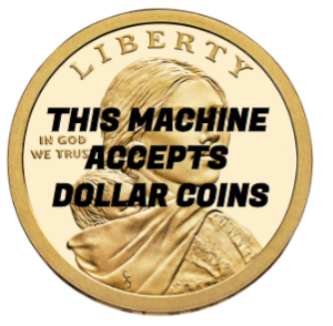 (4 PACK) Price STICKER ACCEPTS DOLLAR COINS VENDING MACHINE CANDY LABEL full SODA SNACK