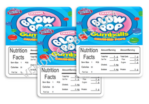 Blowpop Gumballs 2.5" x 2.5" Candy Vending Labels Sticker NUTRITION